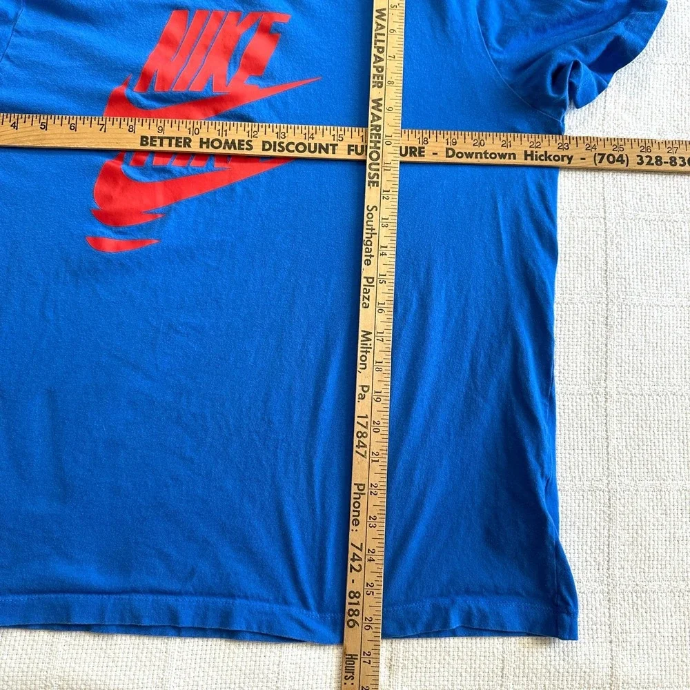 Nike Graphic Tee Shirt Sport Essentials Blue Red Yellow Swoosh Embroidered Large